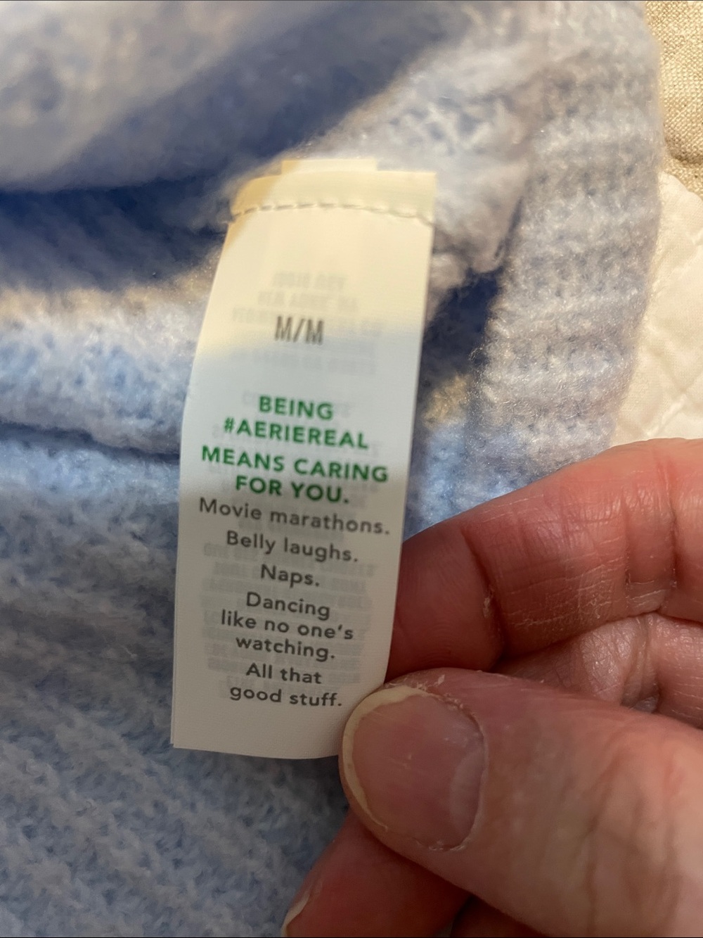 aerie Unreal Ribbed Short-Sleeve Button Front Cardigan in a light blue - Picture 9 of 10
